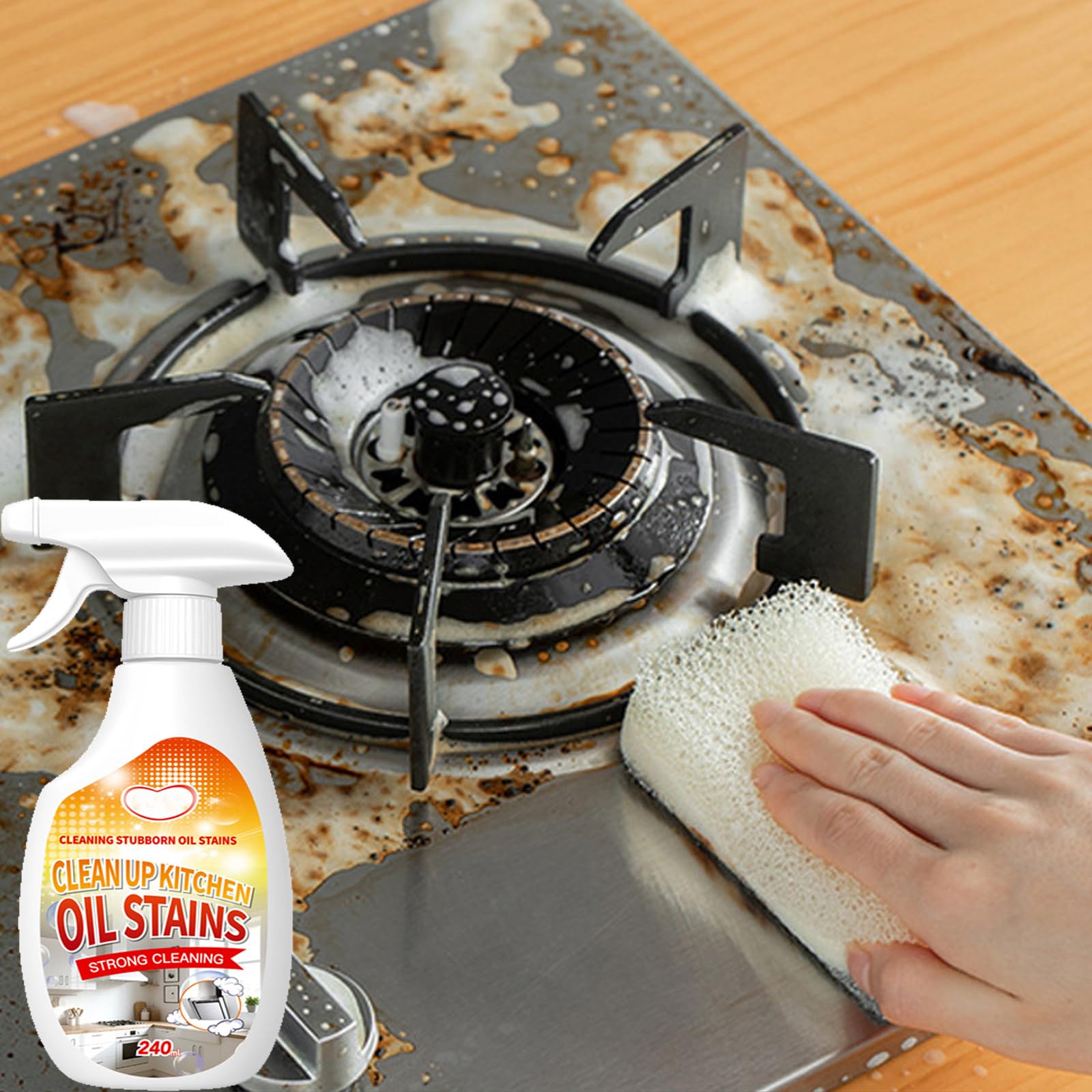 Dégraissant puissant, dégraissant pour cuisine, nettoyant dégraissant puissant en spray, pour cuisine, ménage, four, cuisinière et plus encore (2Pcs)