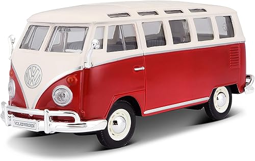 Maisto Escala 1 25Volkswagen Samba Van  color blanco y rojo
