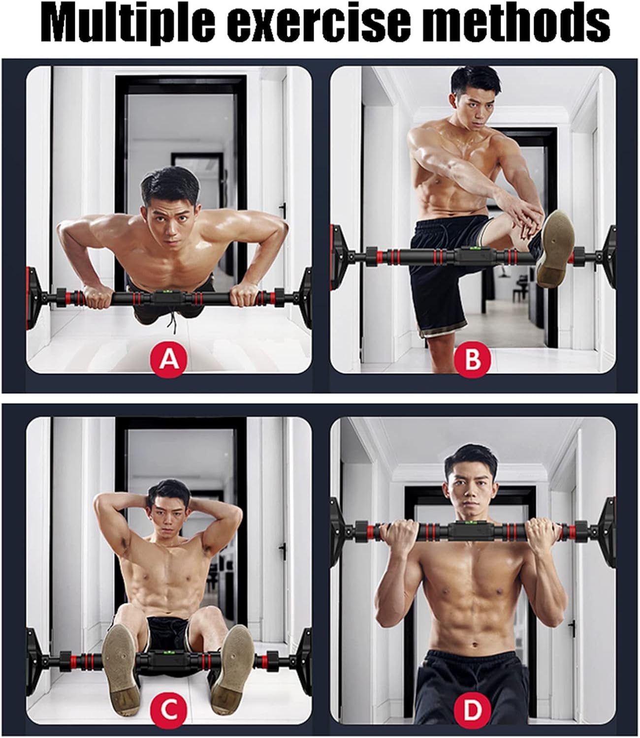 Pull Up Bars Portable Fitness Horizontal Bar, Pull-up Bar in The Home Office Can Be Adjusted 71-150cm, for Strength Training of Indoor Door Frame Garage, Load 300kg