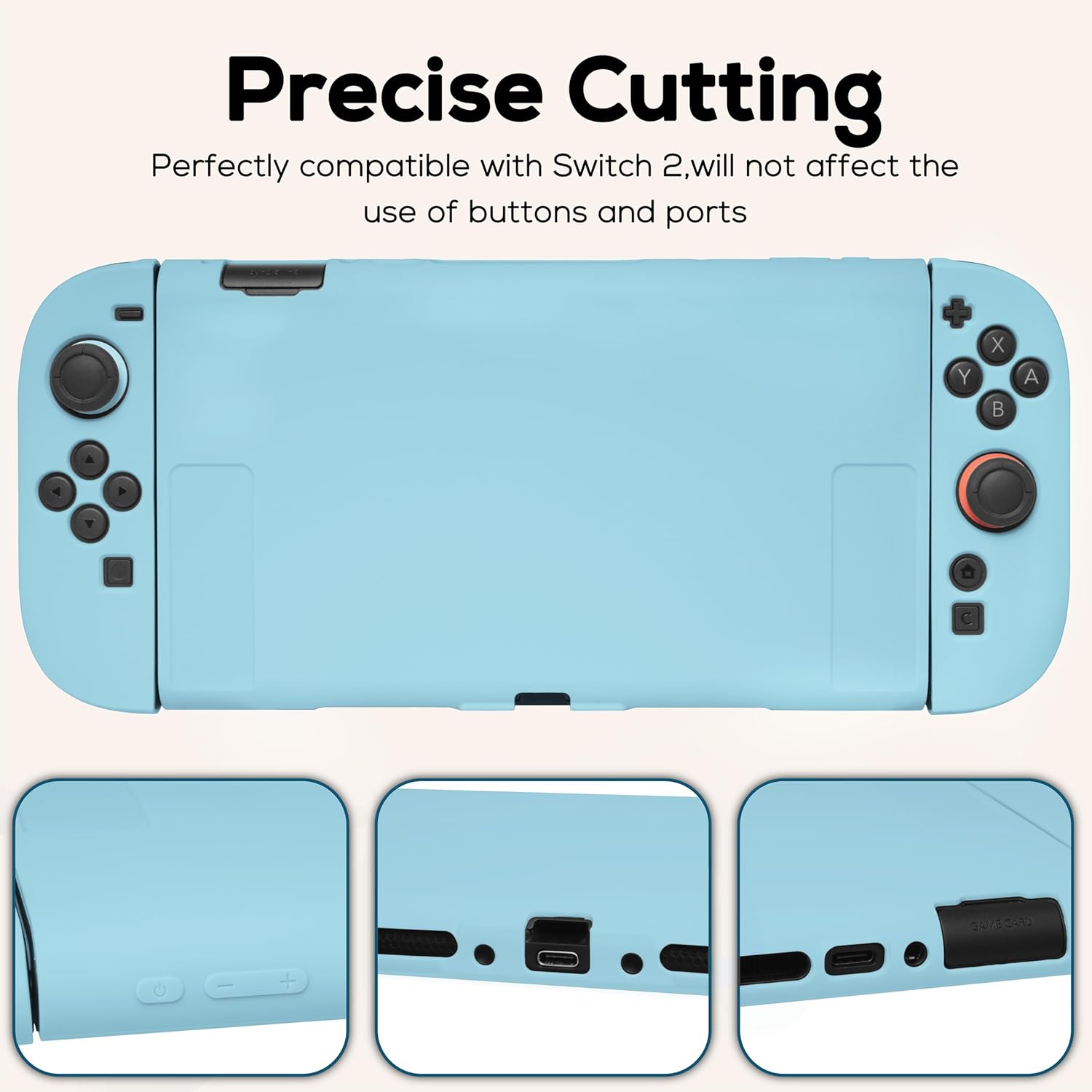 TIKOdirect Protective Case for Switch 2, Soft Skin Full Protective Cover with Classic Color, Silicone Slim Shockproof Back and Grip Case Only for Switch 2 2025, Blue - Image 5