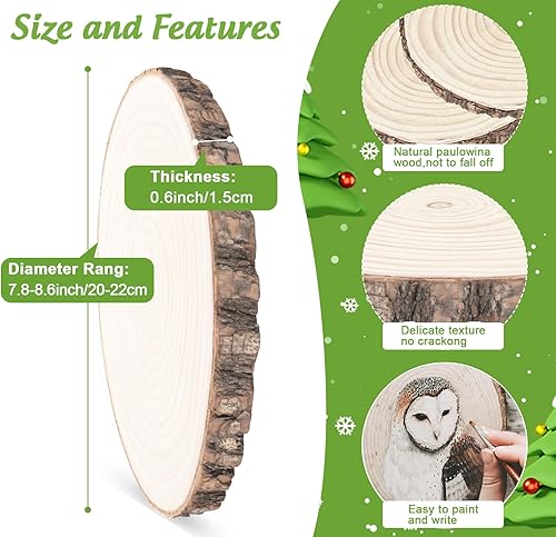 Miniatura 2 de Rebanadas de madera para centros de mesa, 7-8 pulgadas, paquete de 2 astillas de madera redondas sin terminar de la naturaleza para manualidades,