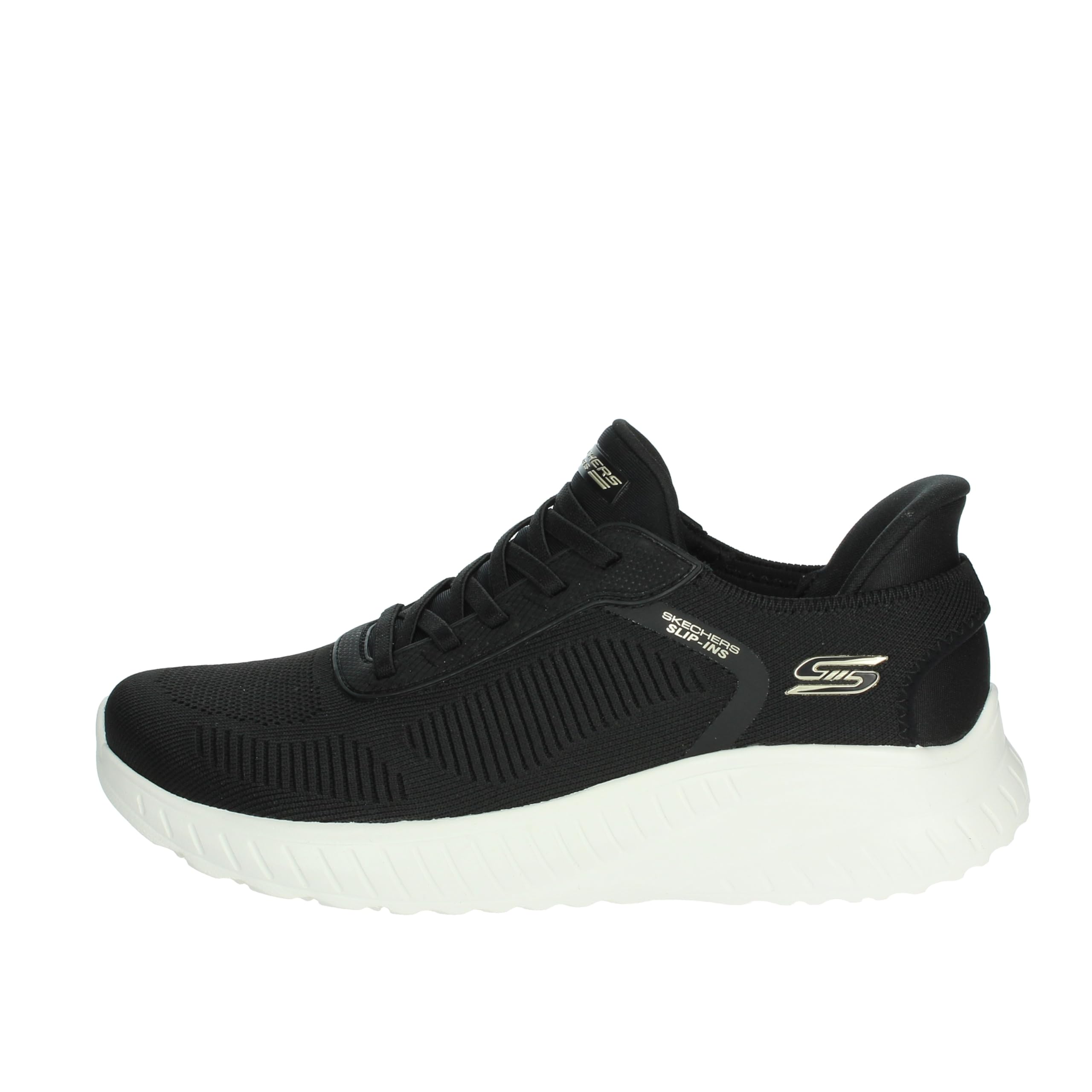Skechers Womens Bobs Squad Chaos Current Muse Sneaker, Black Textile, 7 UK