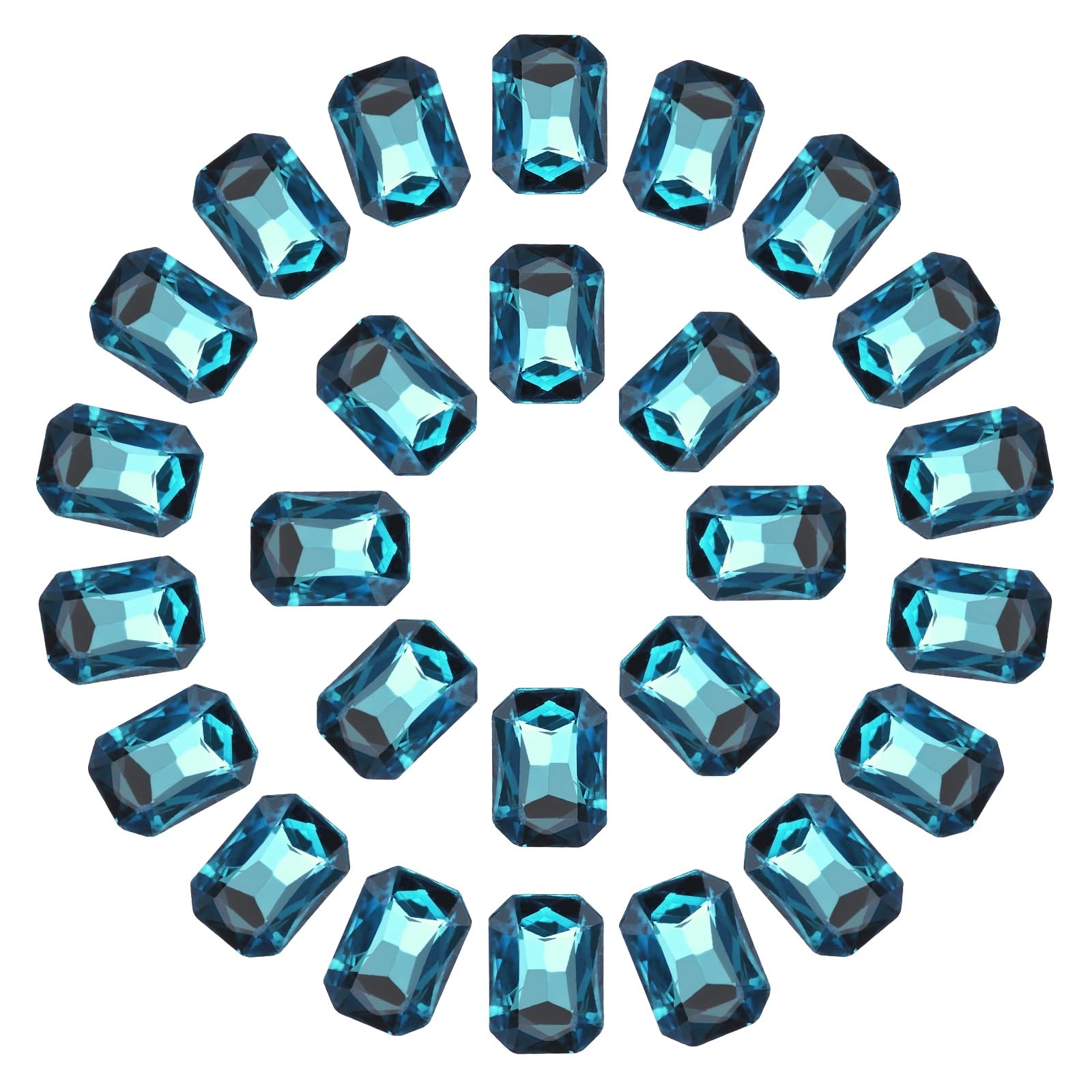 Diamantes de imitación para manualidades de 10x14mm, cristales rectangulares azul pavo real