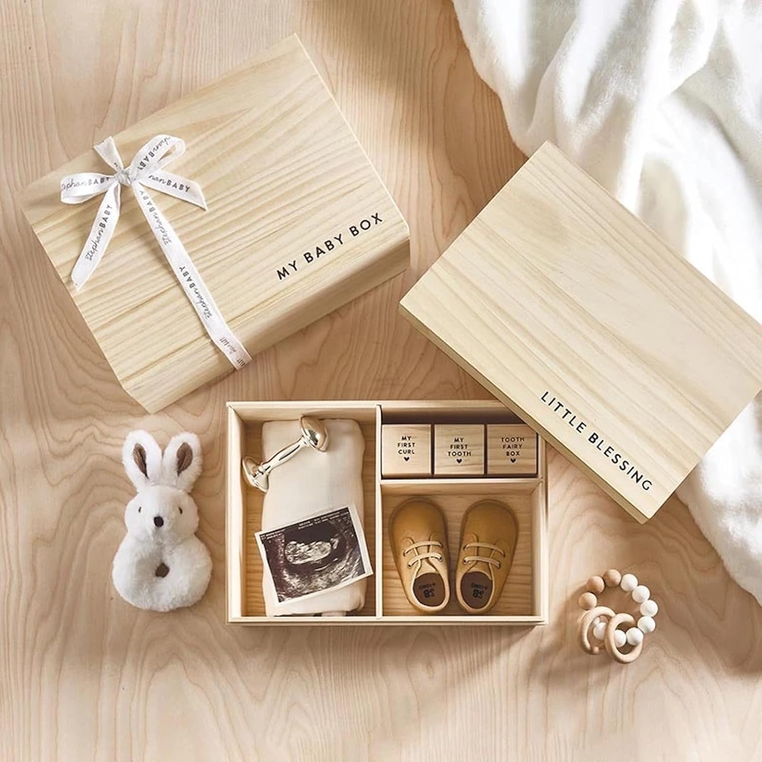 Stephan Baby Keepsake Box Pine Wood Memory Storage Case for Baby Keepsakes Gift 9" x 13", My Baby Box