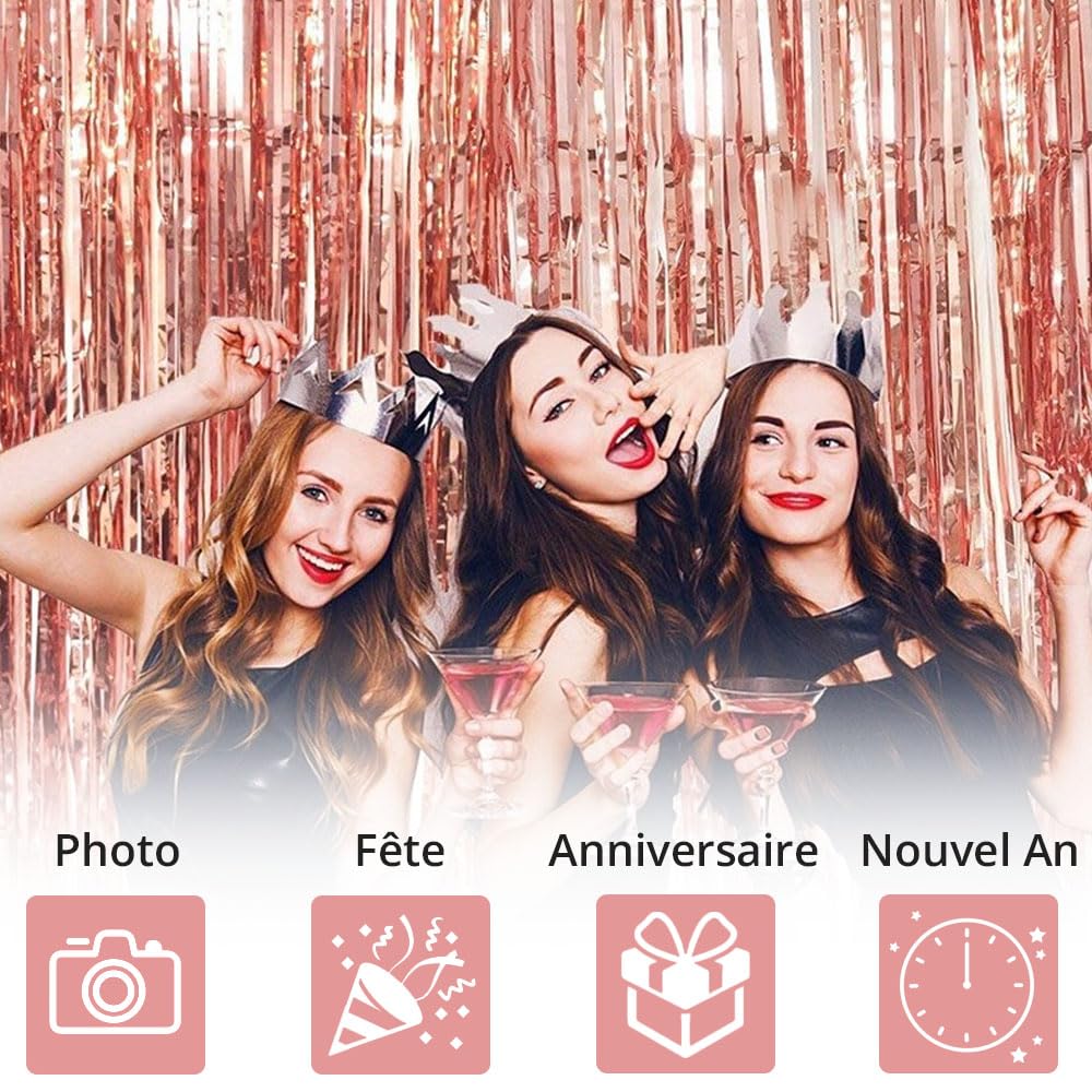 Rideaux à Franges En Feuille, 6 Pièces Rideau étallique De Frange Brillant Rideau à Franges