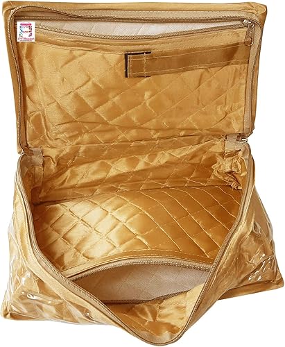 Miniatura 10 de atorakushon Juego de 5 bolsas de maquillaje de satén para cosméticos, collares, aretes, organizador de joyas para mujer (dorado)