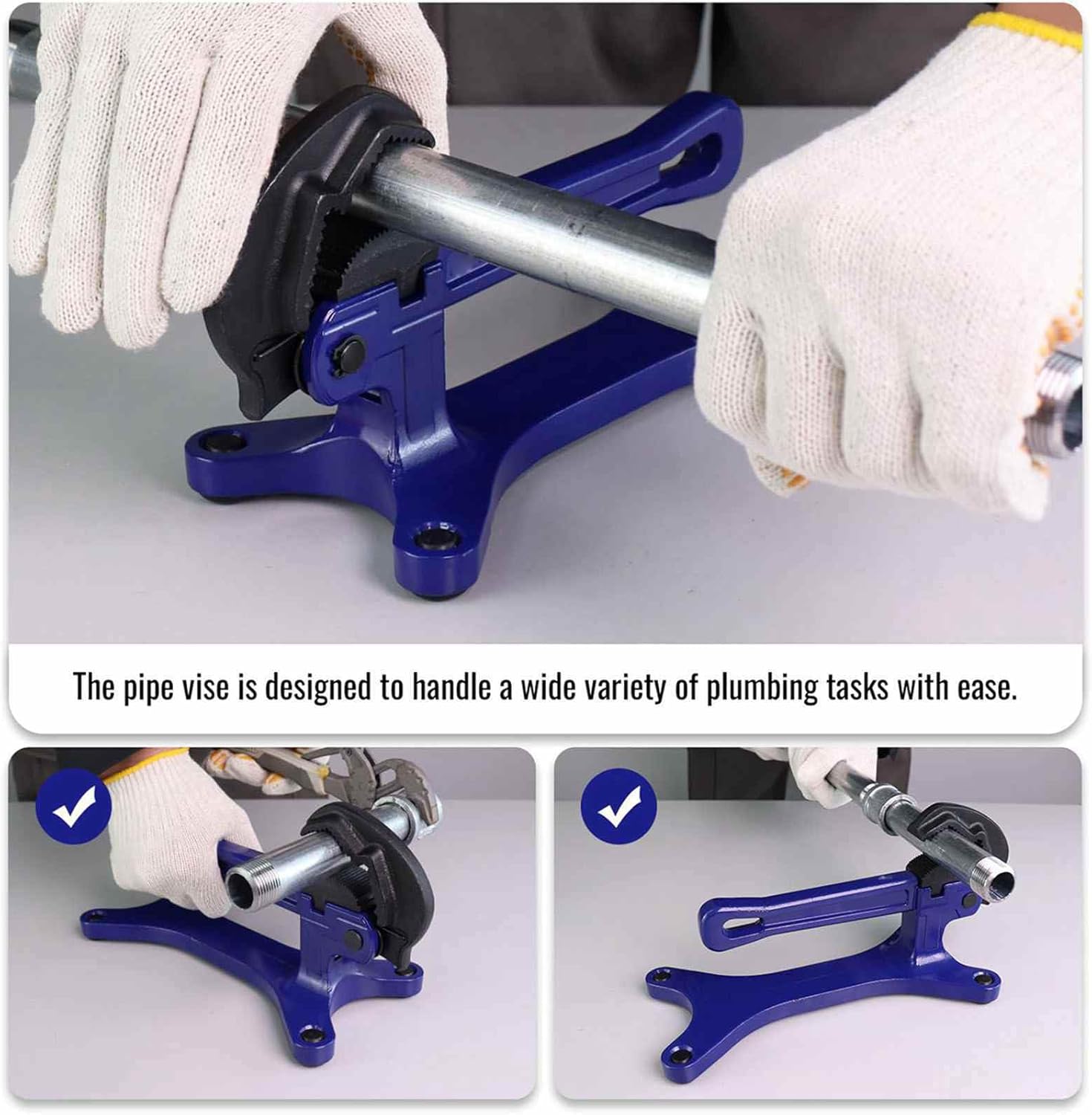Fafeicy Portable Pipe Clamp 1/8" to 1-/2" Aluminum Alloy Pipe Clamp with Ergonomic Long Handle, Non Slip Jaw for Plumbing HVAC