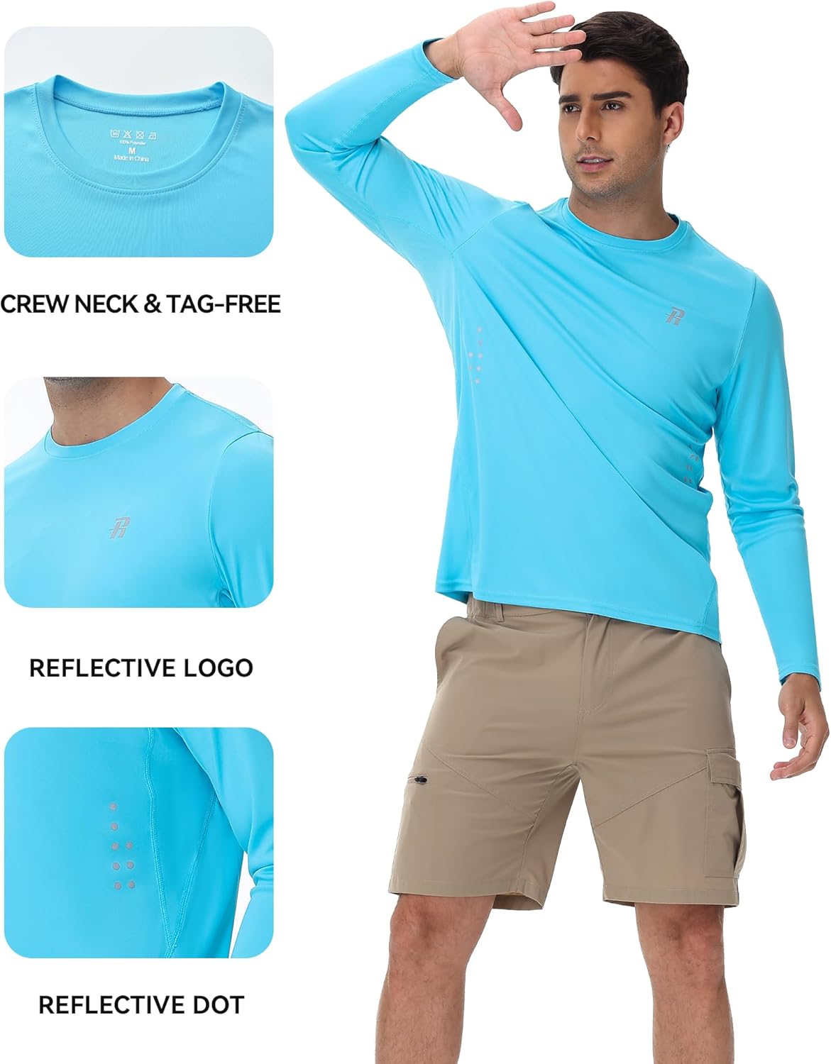 Runhit Men's UPF 50+ Sun Protection Shirts Long Sleeve UV Swim Shirt Fishing Hiking Running Rash Guard Quick Dry Lightweight - Image 4