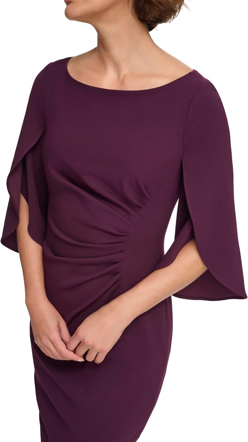 DKNY Womens Open Sleeve Ruched Sheath Dress - Image 5