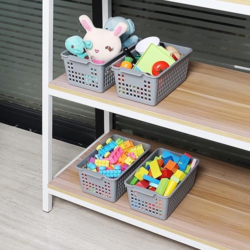 Miniatura 4 de Ggbin Paquete de 6 cestas de almacenamiento de escritorio, contenedor organizador de plástico, gris