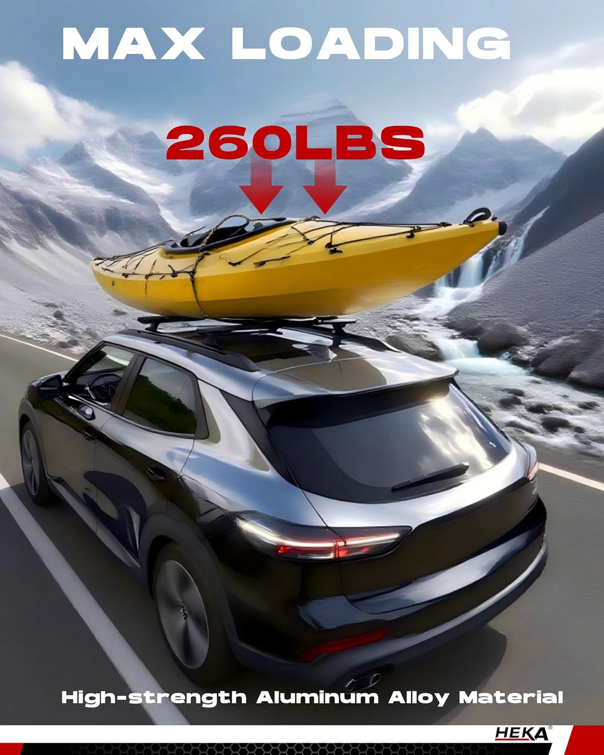 HEKA Roof Rack Cross Bars Fit for Chevy Trailblazer 2021-2026 260LBS LT ACTIV RS with Side Rails Heavy Duty Aluminum Cargo Carriers Bikes Surfboards Kayaks