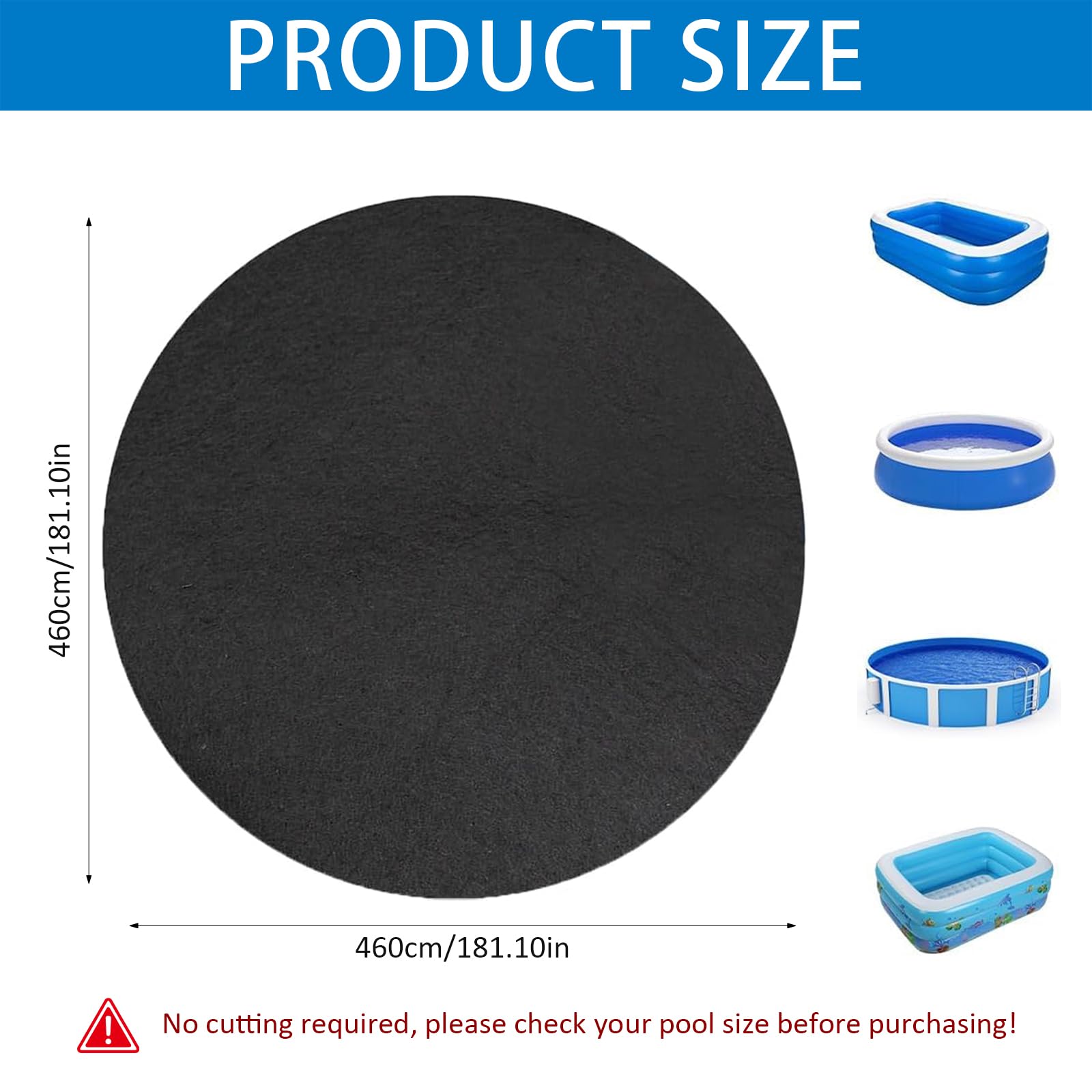 Tapis De Sol Rond pour Piscine – sous-Couche De Protection en Feutre pour Piscine Hors-Sol, Tapis De Protection Antiperforation pour Spa Gonflable Et Pataugeoire, Protection De Fond Résistante