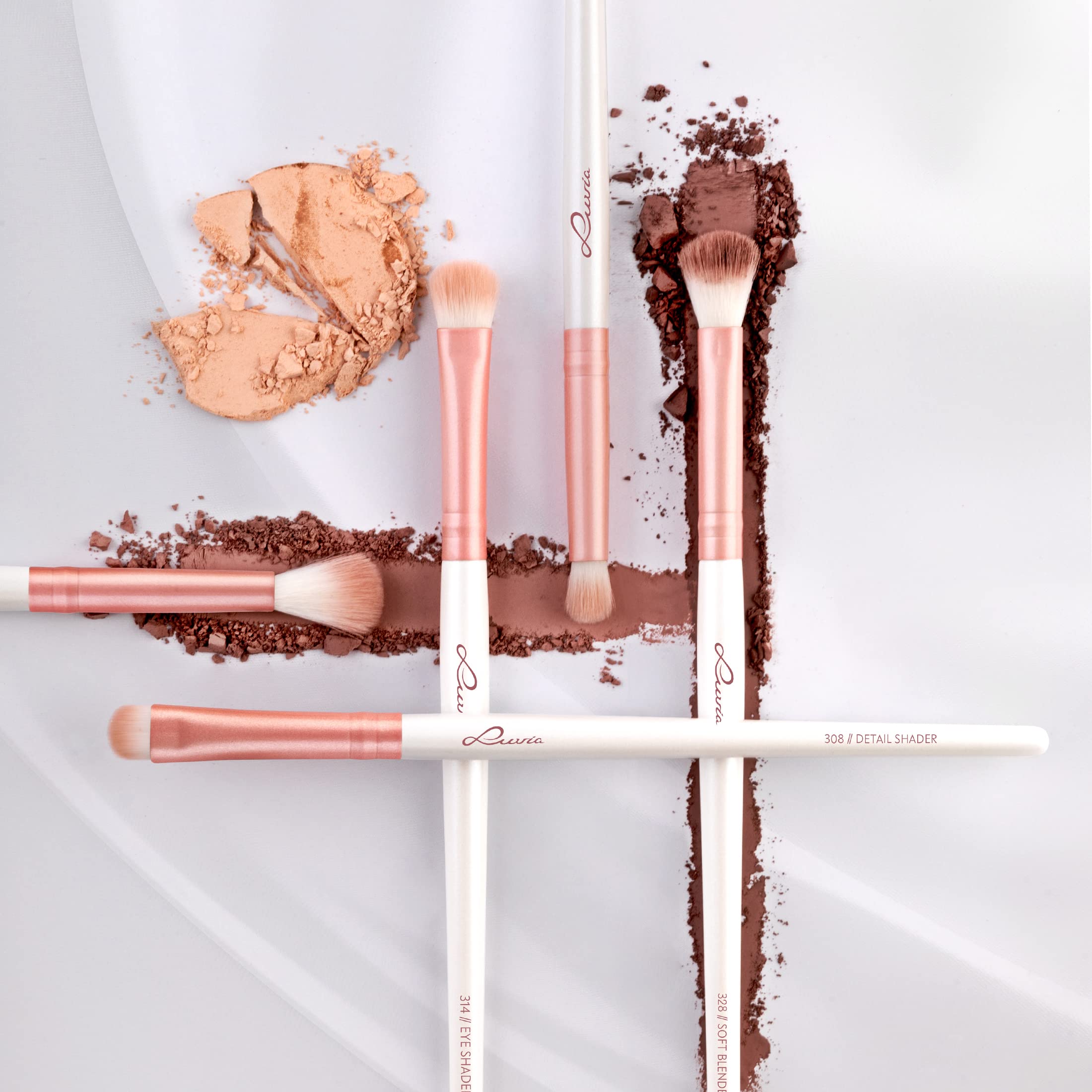 Make-up Pinselset Luvia, Prime Vegan Pro - Candy & Augenpinsel-Set Luvia, Essential Eye Brush Set, 5 Lidschatten Schminkpinsel-Set, Perfektes Verblenden & Auftragen, Veganes Pinselset