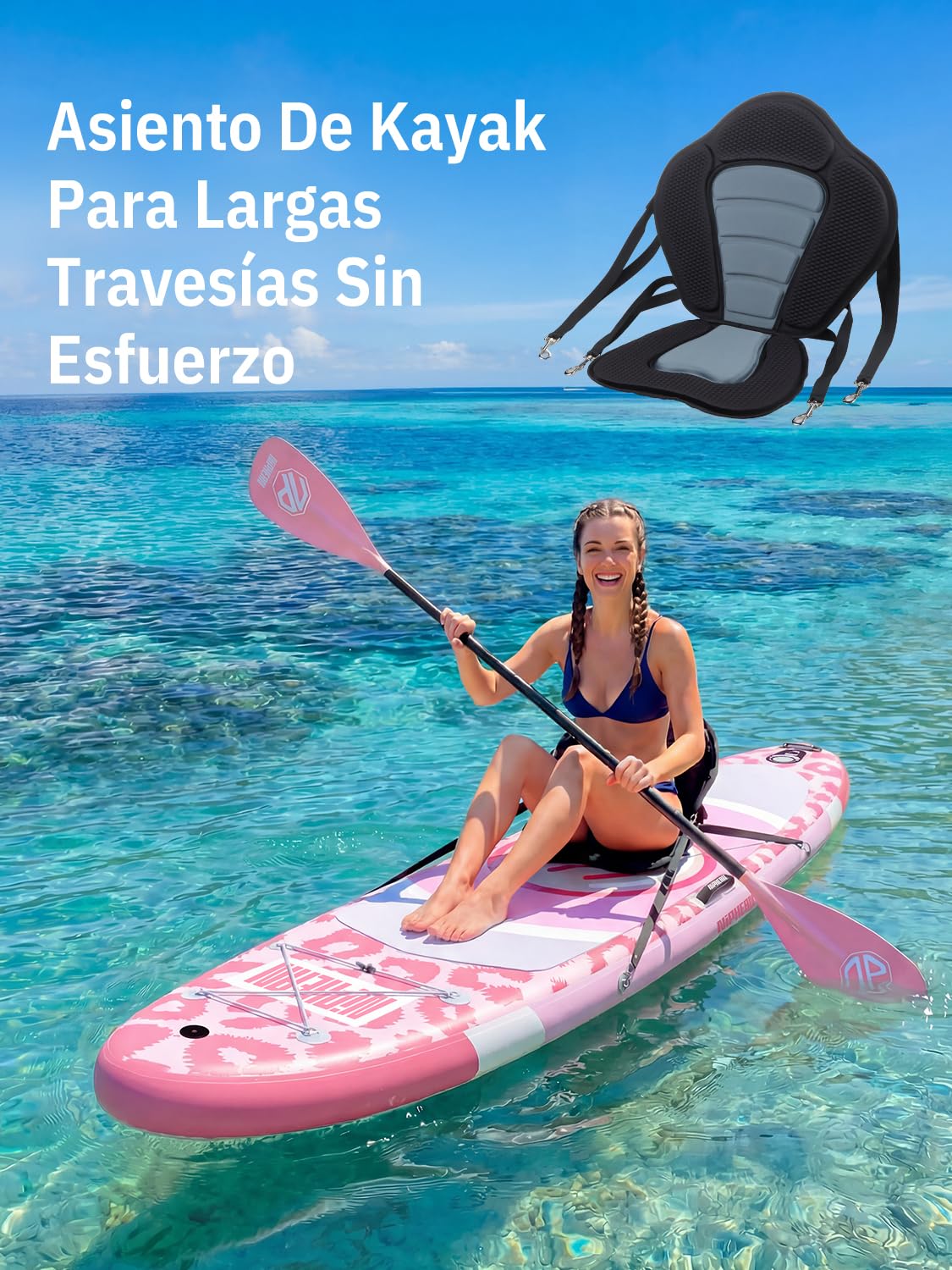 Niphean Tabla Paddle Surf Hinchable con Asiento (Ultraligero) Sup para Mujeres Aleta StabilTrac™ con +30% De Estabilidad, Superficie Antideslizante, Ideal para Yoga Y Apto para Mascotas