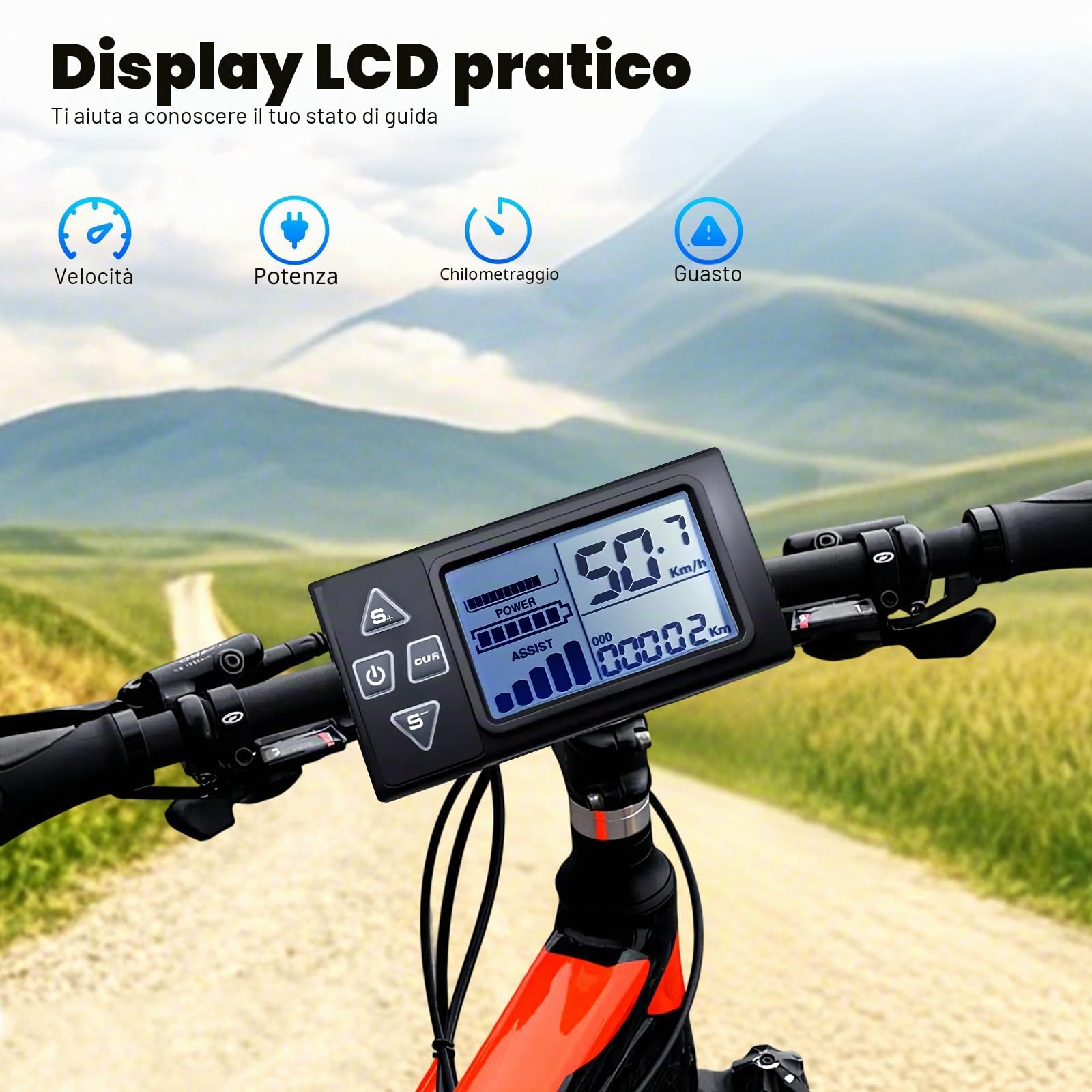 Kit di conversione per bicicletta elettrica da 26 pollici, 48 V, 1500 W, kit di conversione per ruota posteriore con display LCD, controller e volano a 7 velocità e PAS, kit di conversione per