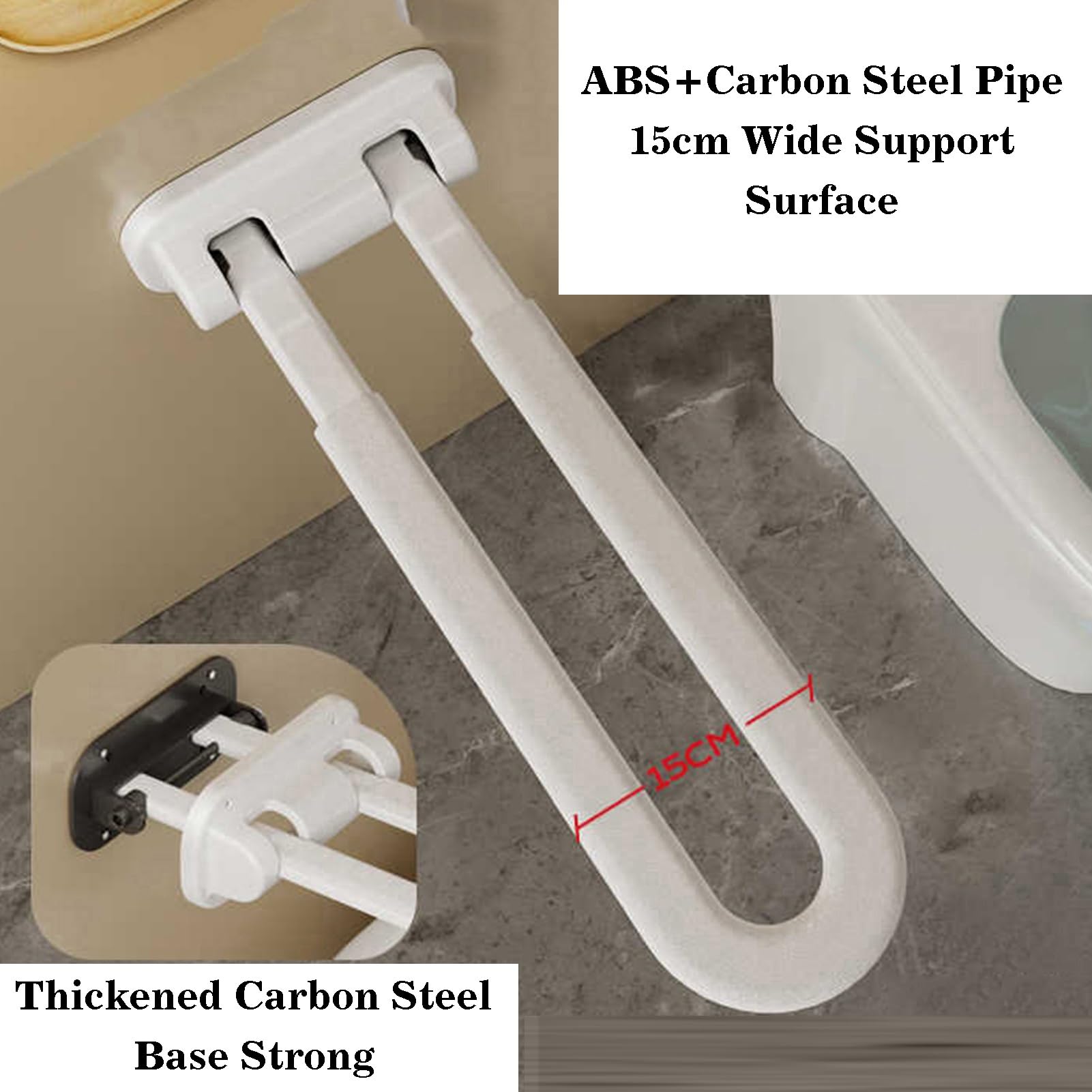 Barra de seguridad plegable – Empuñaduras abatibles para personas mayores – Rieles de soporte de inodoro plegables para bañeras y duchas
