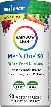 Rainbow Light Mens Multivitamin One + for 50 Plus | 90 Caplets