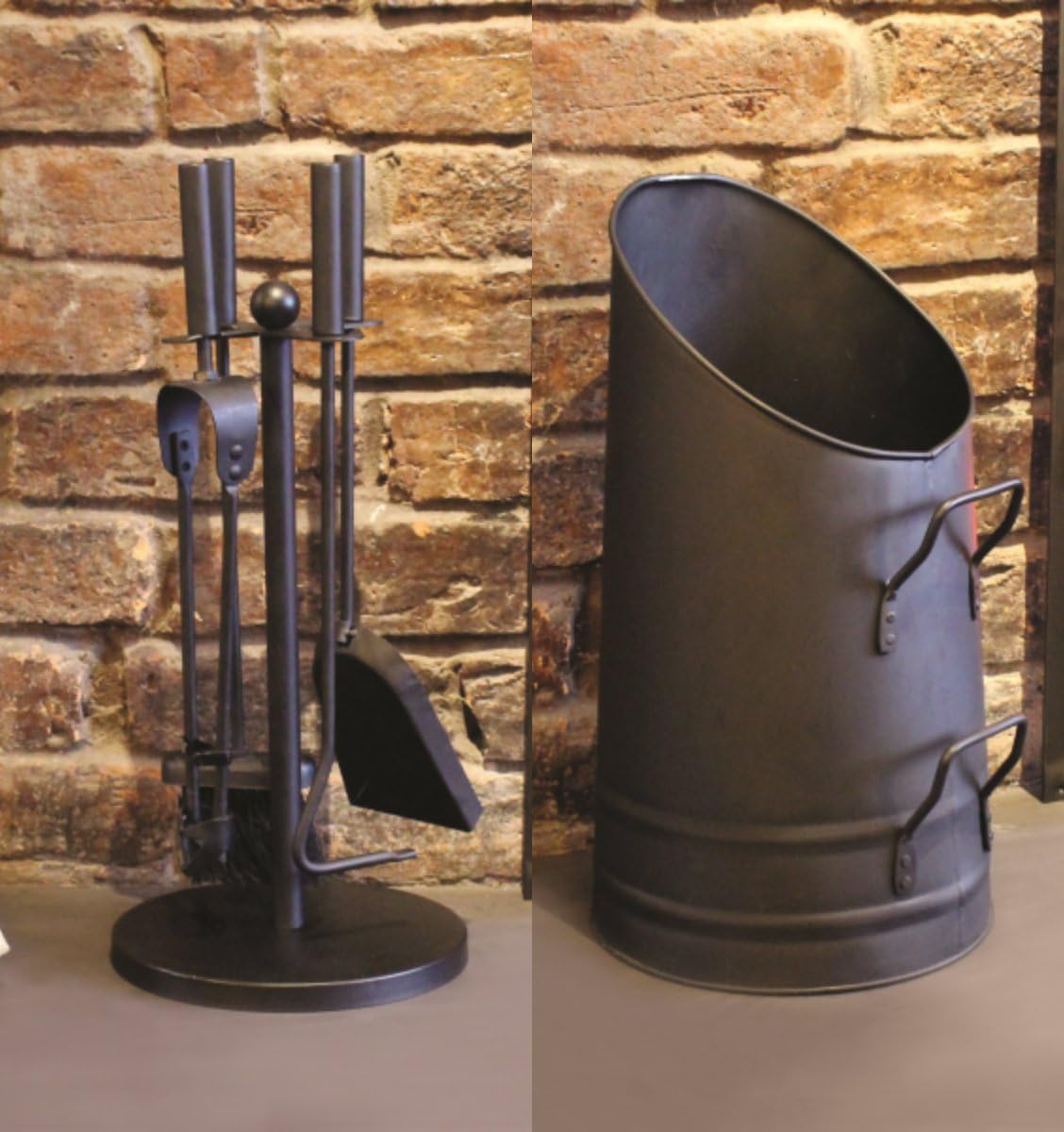 Garden Mile® Modern Style Fireside Companion Set And Coal Scuttle Fireplace Coal Fire Wood