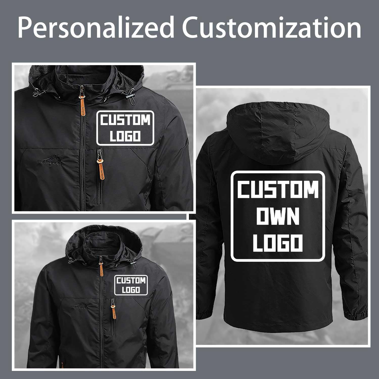 Custom Waterproof Windbreaker Jackets for Men,Personalized Lightweight Rain Coat,Add Your Own Design