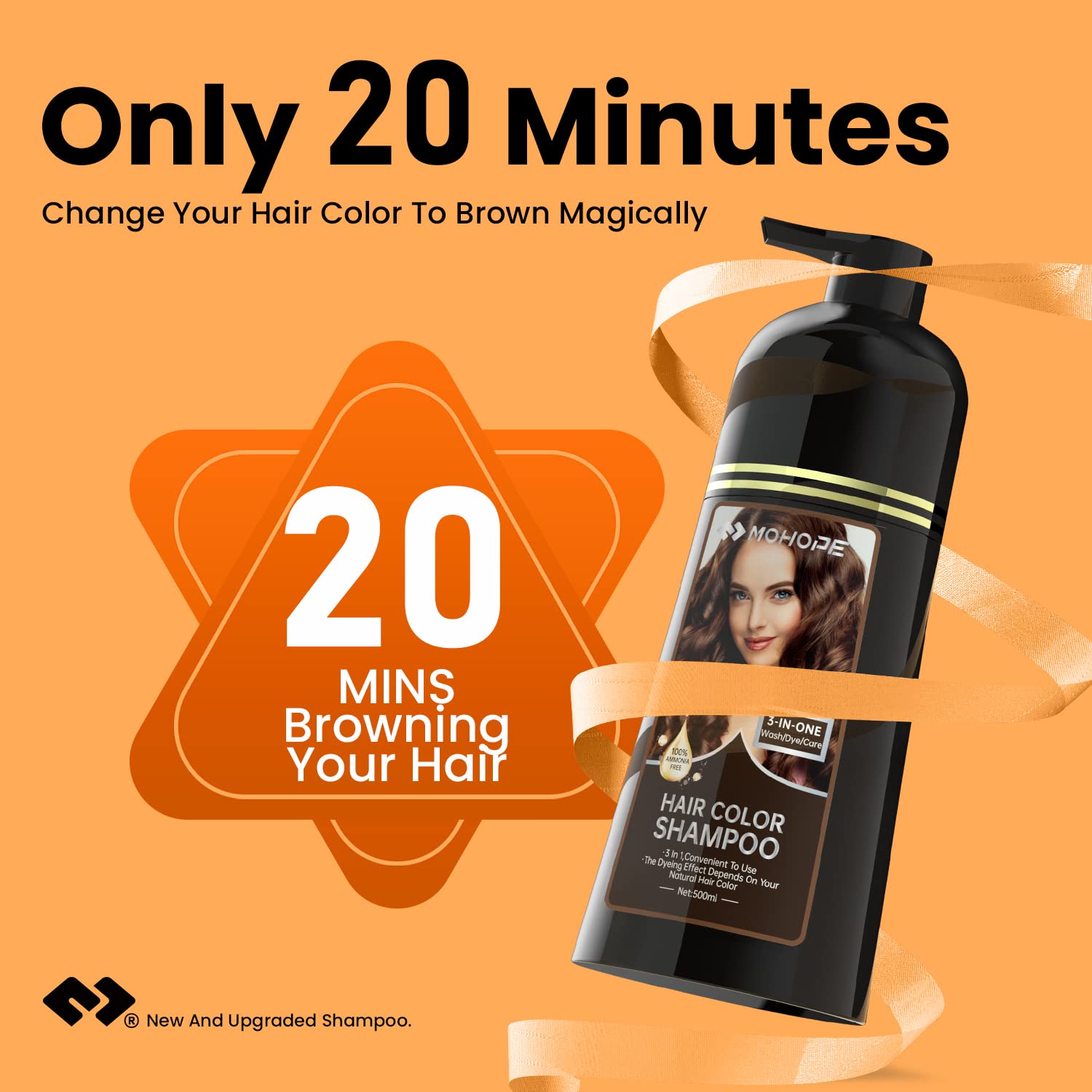 MOHOPE Dark Brown Shampoo 16.9 Fl Oz (500ml) | 100% Grey Coverage 3 In 1 Revolutionary Instant Hair Dye | Semi Permanent Magically Only 20 Minutes Last 30 Days | Safe Natural Ingredients : Beauty & Personal Care