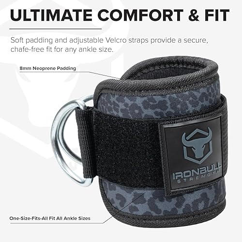 Miniatura 6 de Iron Bull Strength Correa de tobillo para mujer para máquinas de cable y bandas de resistencia gimnasio y entrenamiento en casa para extensiones de
