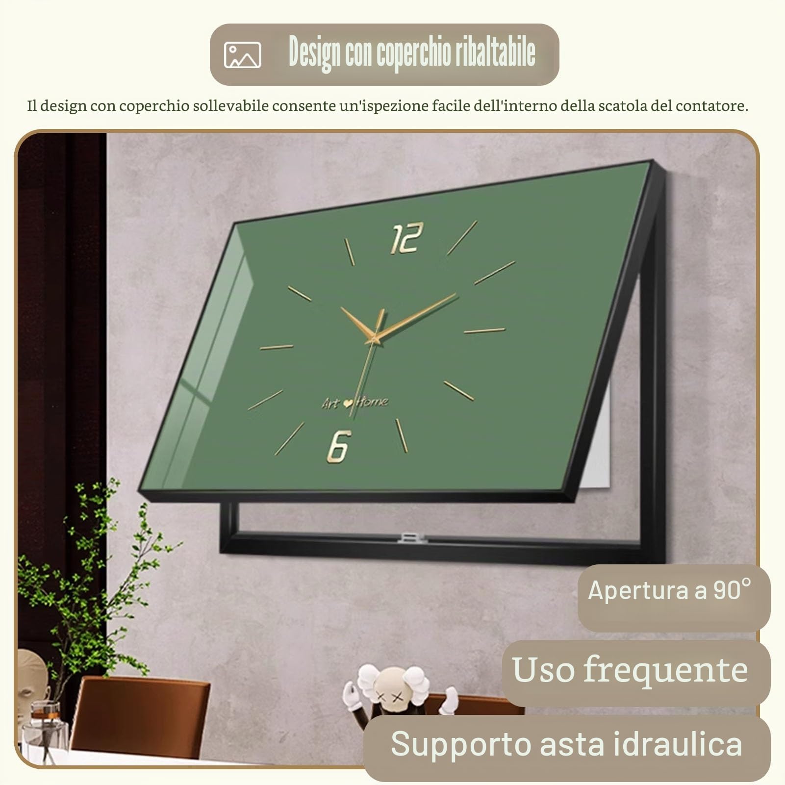 Copri Cassaforte a Muro Copertura Decorativa per Quadro Elettrico, per Nascondere la Scatola del Contatore, Copertura Orizzontale per Quadro Elettrico, Coperchio(Gray,40x30cm(15 3/4x11 3/4"))