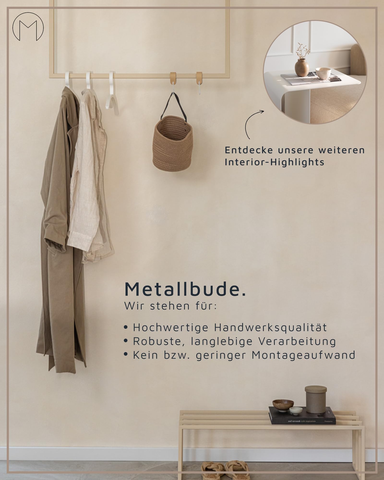 Metallbude Schuhregal NEVA Cashew - Schuhbank aus Metall - Perfekt für Deine Gaderobe - Kratz-, Stoß- & Schlagfest - 80x30x41 cm
