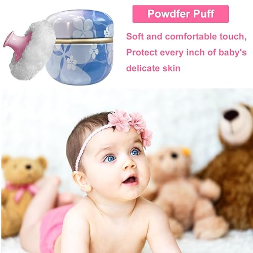 Miniatura 58 de Soplo de polvo corporal y recipiente para polvo de polvo, soplo de polvo para mujer y estuche para polvo para baño y viajes (Lotus)