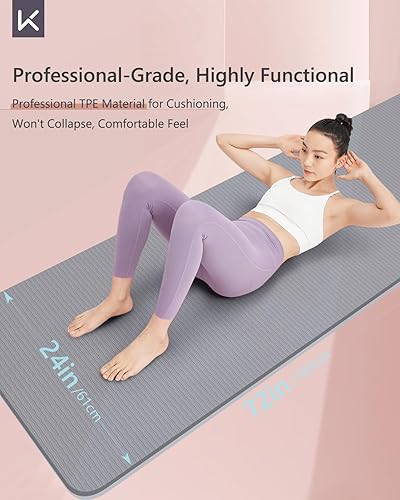 Miniatura 2 de KEEP 7mm Thick Yoga Mat - Eco-Friendly TPE Non Slip Exercise Mat for Women, 72"x24" Double-Color Workout Mat for Home Fitness, Pilates & Stretching