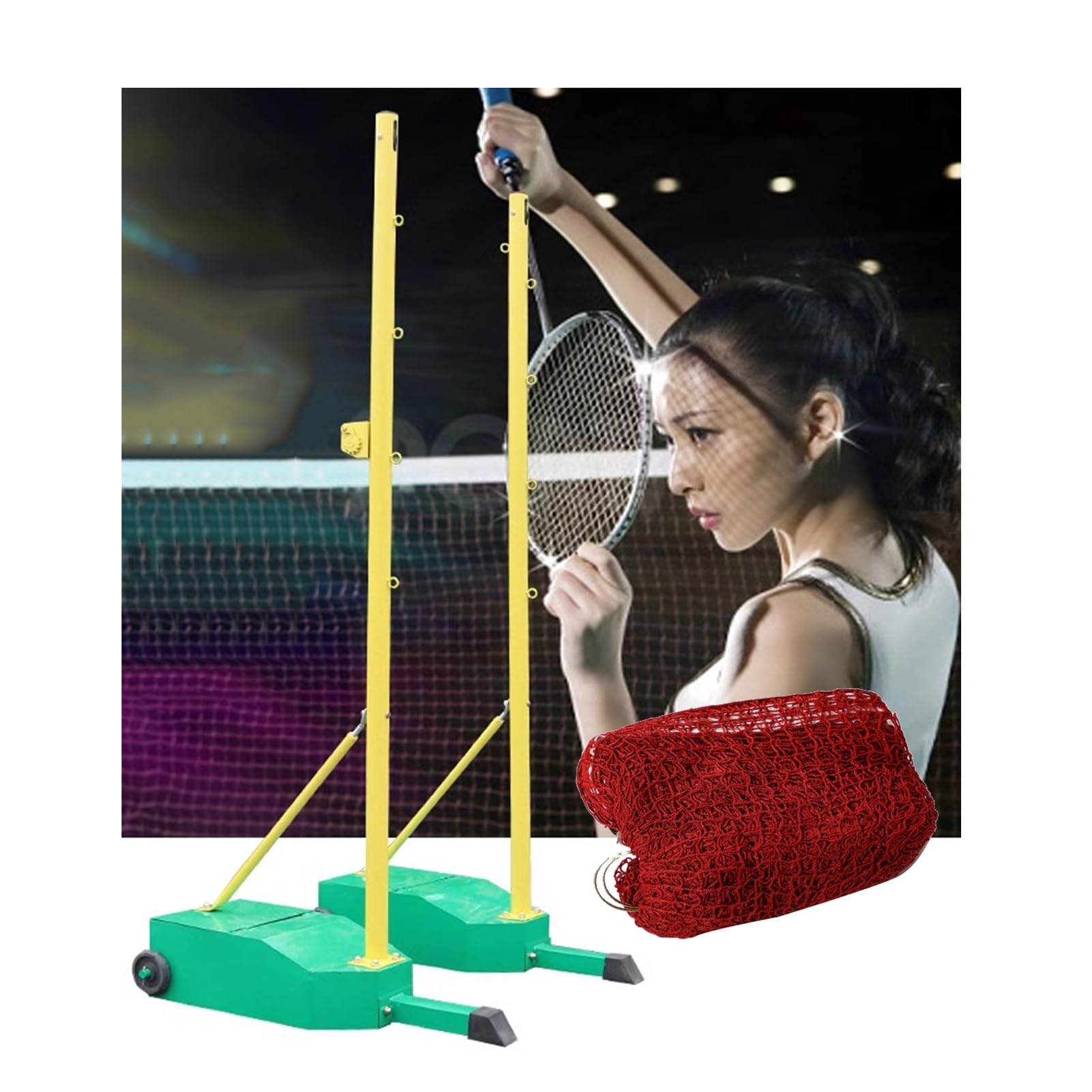 Reise-Badmintonnetzhalter, Freistehendes Badminton-Trainingsnetz Für Draußen Robustes Sportnetz-Set Mit Ersatznetz Für Strand, Pool