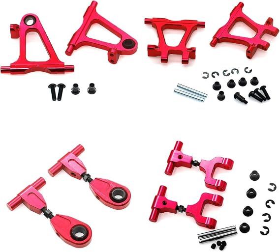 TT-02 Full Set Upgrade Kit Metal Swing Arm Steering Cup CVD Bumper Motor Base Compatible With Tamiya TT02 Upgrade Part 1/10 RC Rally On Road Racing Car (Red 21PCS)