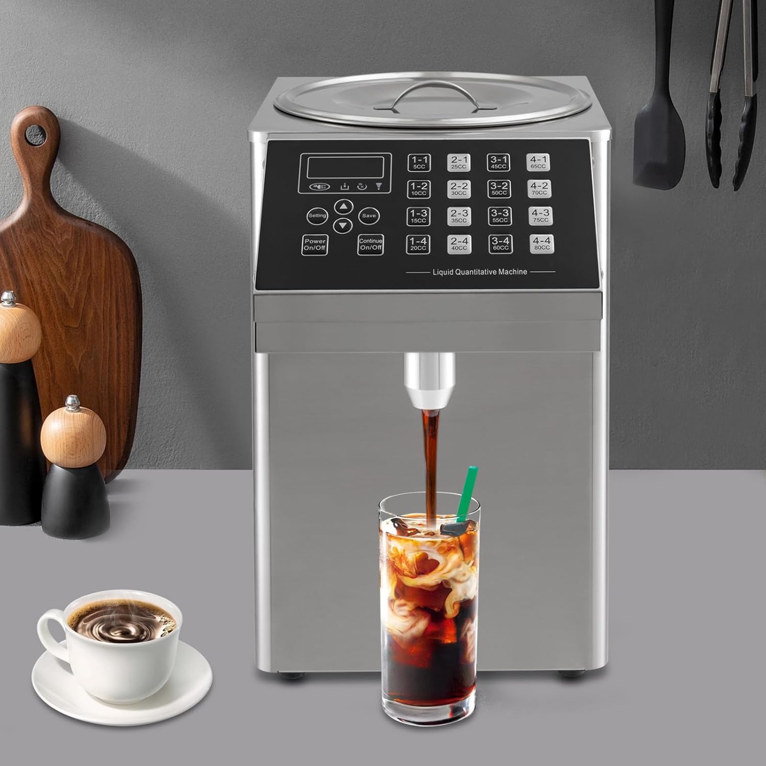 LYNICESHOP Automatic Fructose Dispenser, 2.11Gallon beverage Sugar Syrup Dispenser Machine Syrup Dispenser Fructose Quantitative Machine Fructose Quantitative Machine for Coffee Bar, Milk Tea Shop