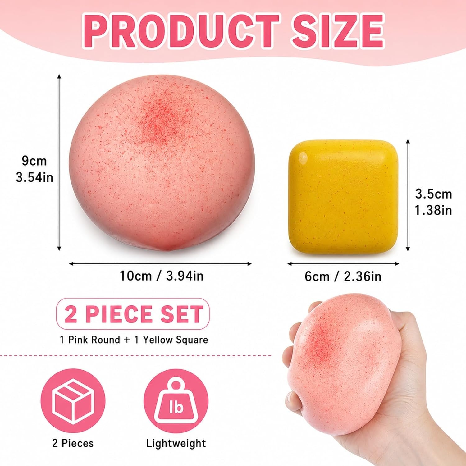 2PCS Toast Squishy, Desk Companion Piece, Focus Enhancement Item, Workspace Enhancement Object, Yellow And Pink Design image 2