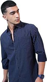 Highlander Men’s Slim Fit Striped Shirt | Full Sleeves | Everyday Wear Stylish Shirt for Men Price In India