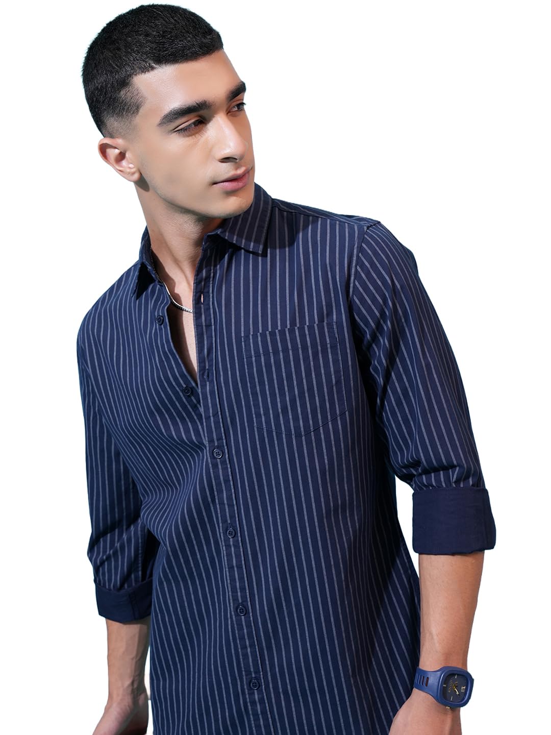 Men's Striped Slim Fit Shirt-image-31