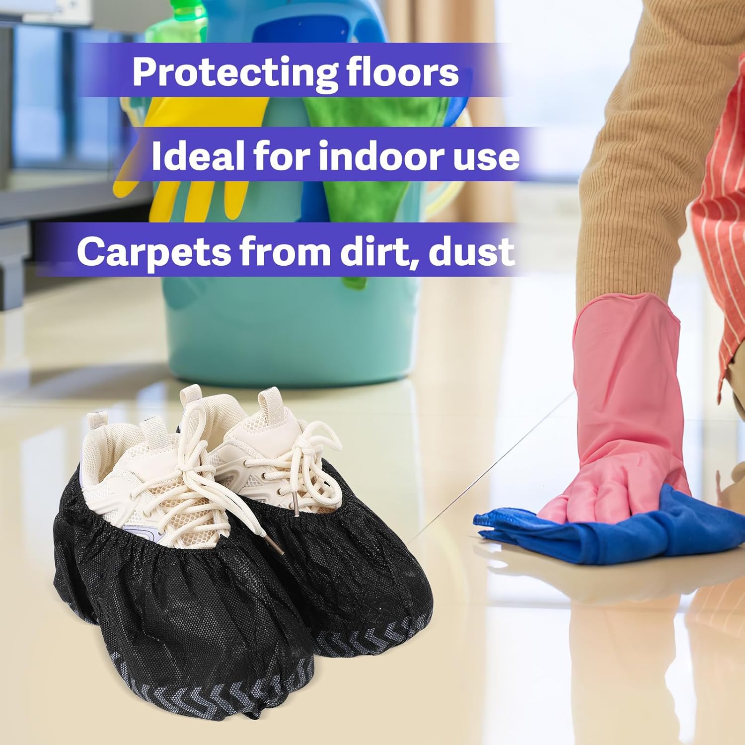 200pcs Disposable Non-woven Shoe Covers Non-slip Breathable Boot Protectors for Indoor Home Use, Anti-skid Protective Boot Covers