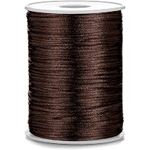 2mm x 100 Yards Satin Nylon Trim Cord, Rattail, Chinese Knot, Kumihimo Cord Coffee
