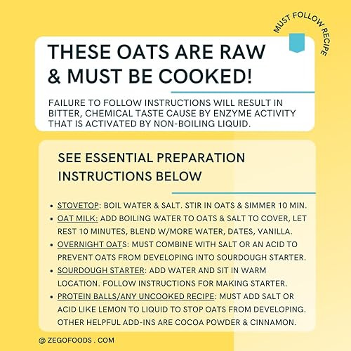 Vista 4 de ZEGO - Copos de avena orgánica sin gluten, con doble proteína, avena tradicional, (14 onzas)