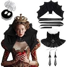 4 Pcs Victorian Vampire Costume Gothic Stand up Victorian Collar Vampire Ruffle Choker Earring Halloween Cosplay