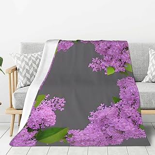 XJXZCFNB Manta de franela de microfibra súper suave con estampado de flores lilas en flores, manta para adultos y niños, para sofá, cama, sofá, ultra lujosa, cálida y acogedora para todas las