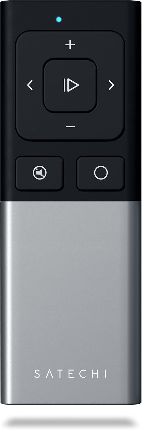Satechi Aluminum Wireless Multi-Media & Presenter Remote Control - Compatible with 2020 MacBook Pro, 2020 MacBook Air, 2020 iPad Pro, iPhone 11 Pro Max/11 Pro (Aluminum Space Gray)