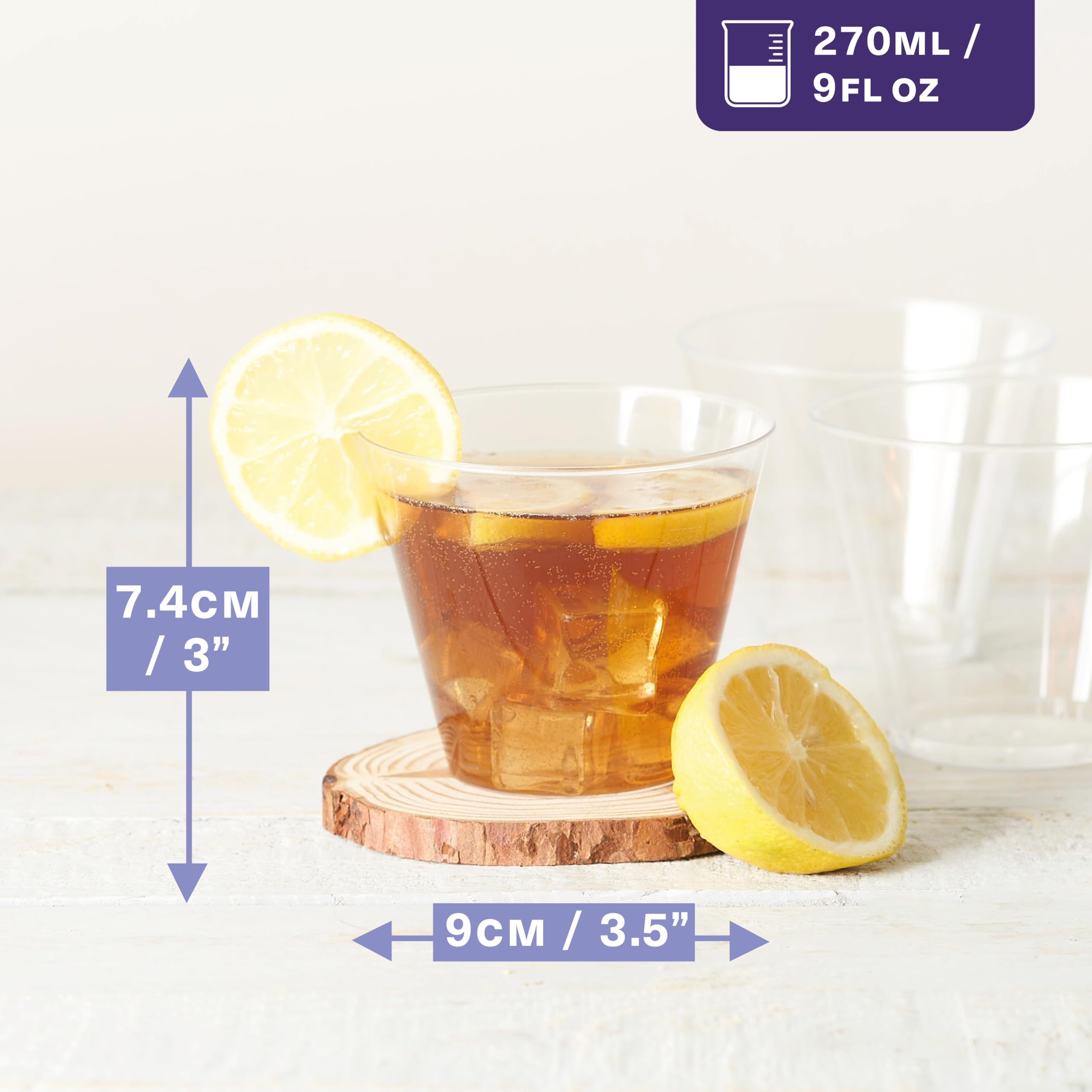 MATANA 30 Clear Hard Plastic Cups, Tumblers for Cocktails Champagne, Wine & Desserts (255ml / 9oz), Weddings, Birthdays - Image 3