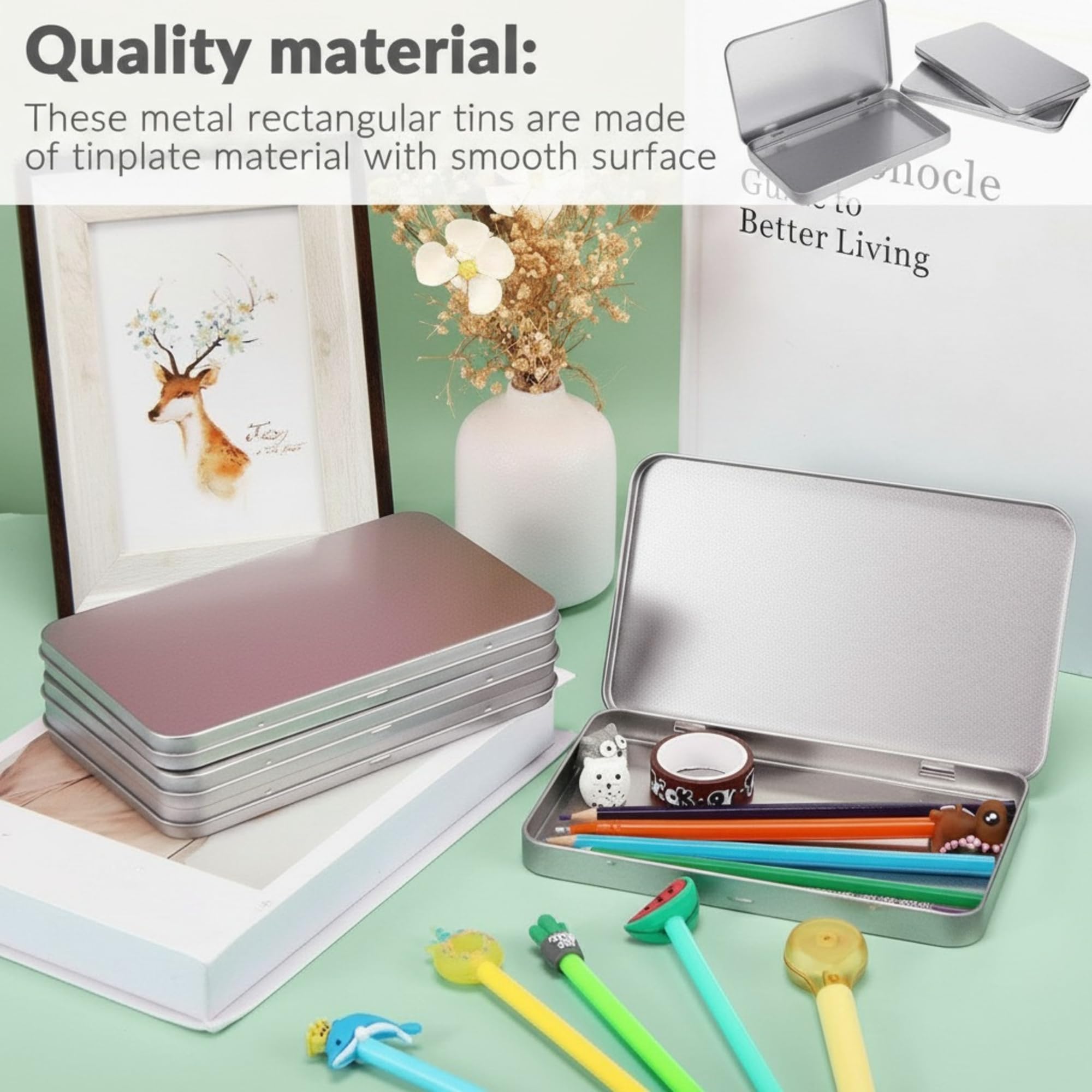 Metal Tin Boxes - 2 Pack for Storage & Organization -5