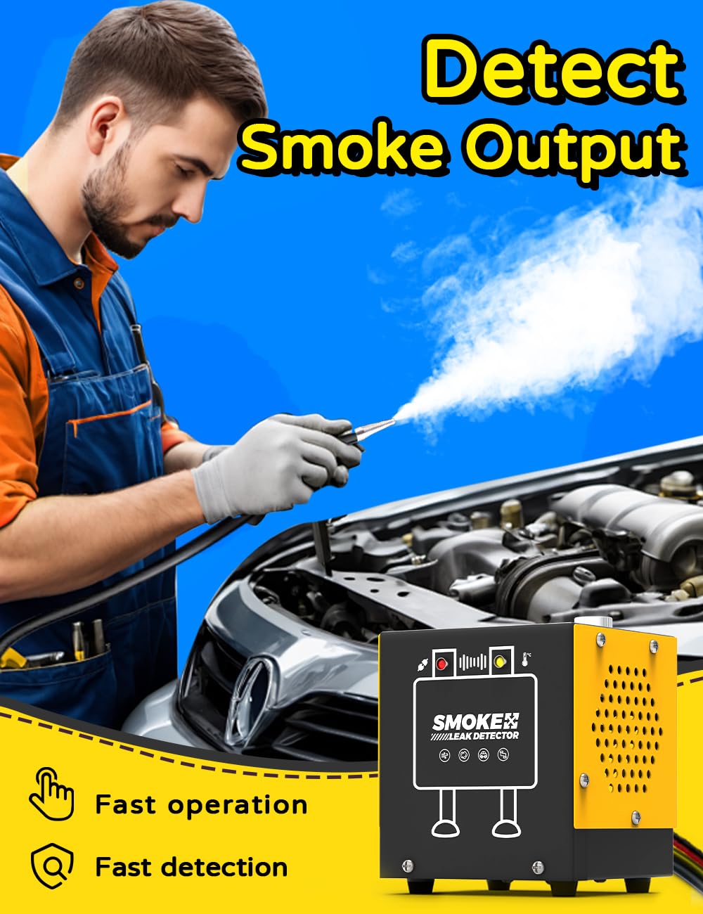 TAOPOWER Smoke Machine Automotive Diagnostic Detector - 12V DC EVAP Smoke Leak Tester with Built-in Air Pump for Vehicle Pipe System