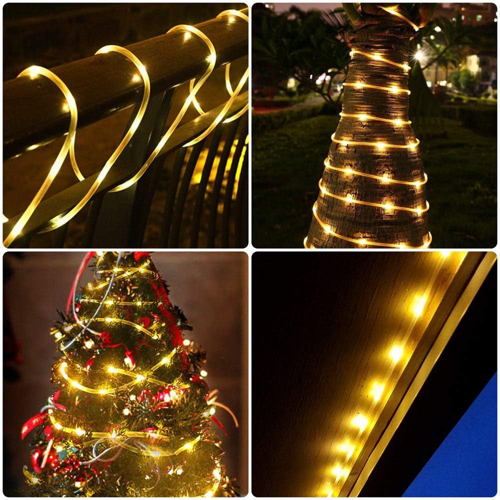 Lighting EVER 33 ft 100 LED Outdoor Rope Lights Warm White 3000K, 1/4 in Pencil-Size, Flexible Waterproof Tube String Lights for Deck Railing, Patio Ground, Garden, Yard Lawn, Fence, Balcony, Camping