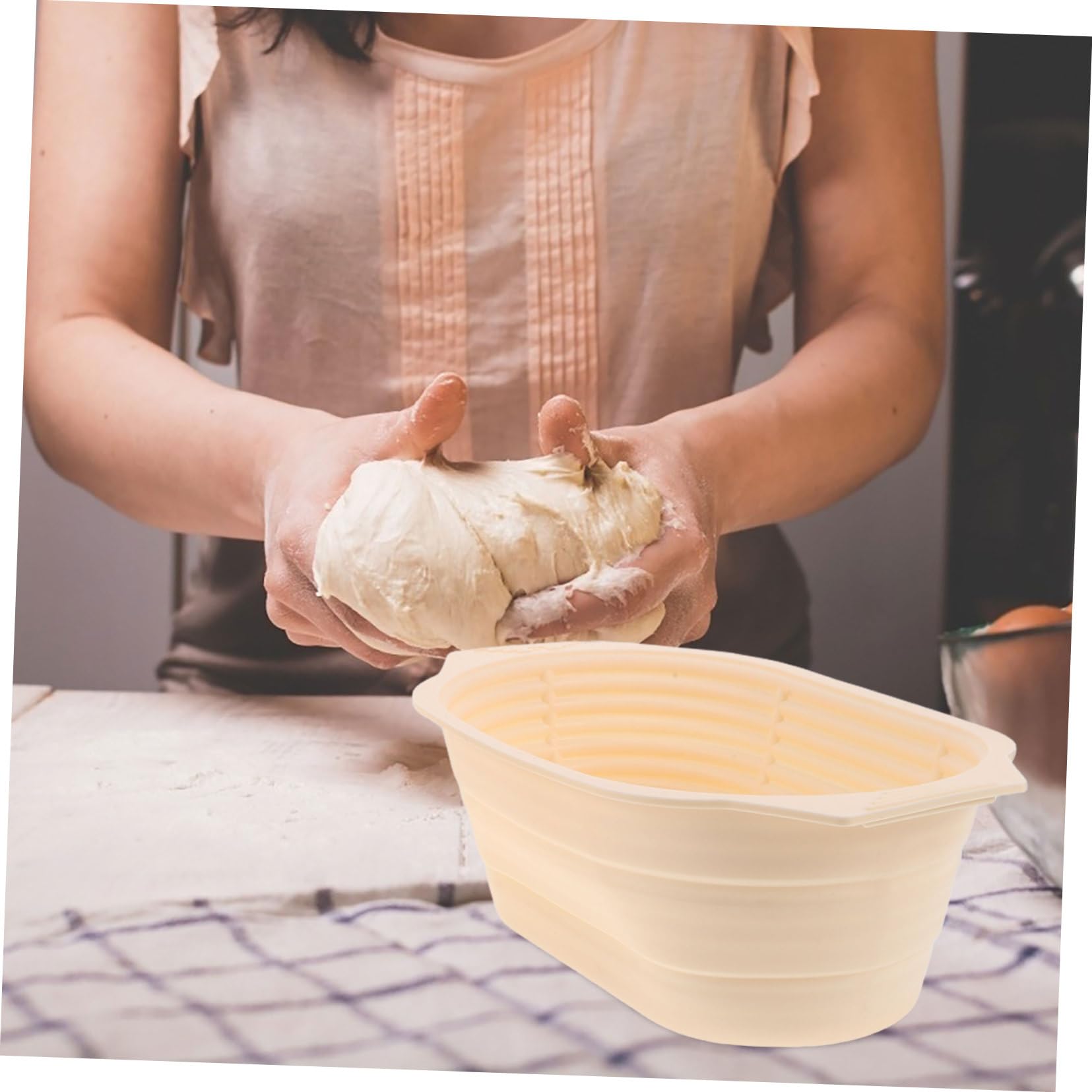 Cesta Banneton Redonda de Silicona, 1 Juego Plegable | Gran Capacidad, Acero Inoxidable y Accesorios Incluidos para Fermentar y Hornear en Casa