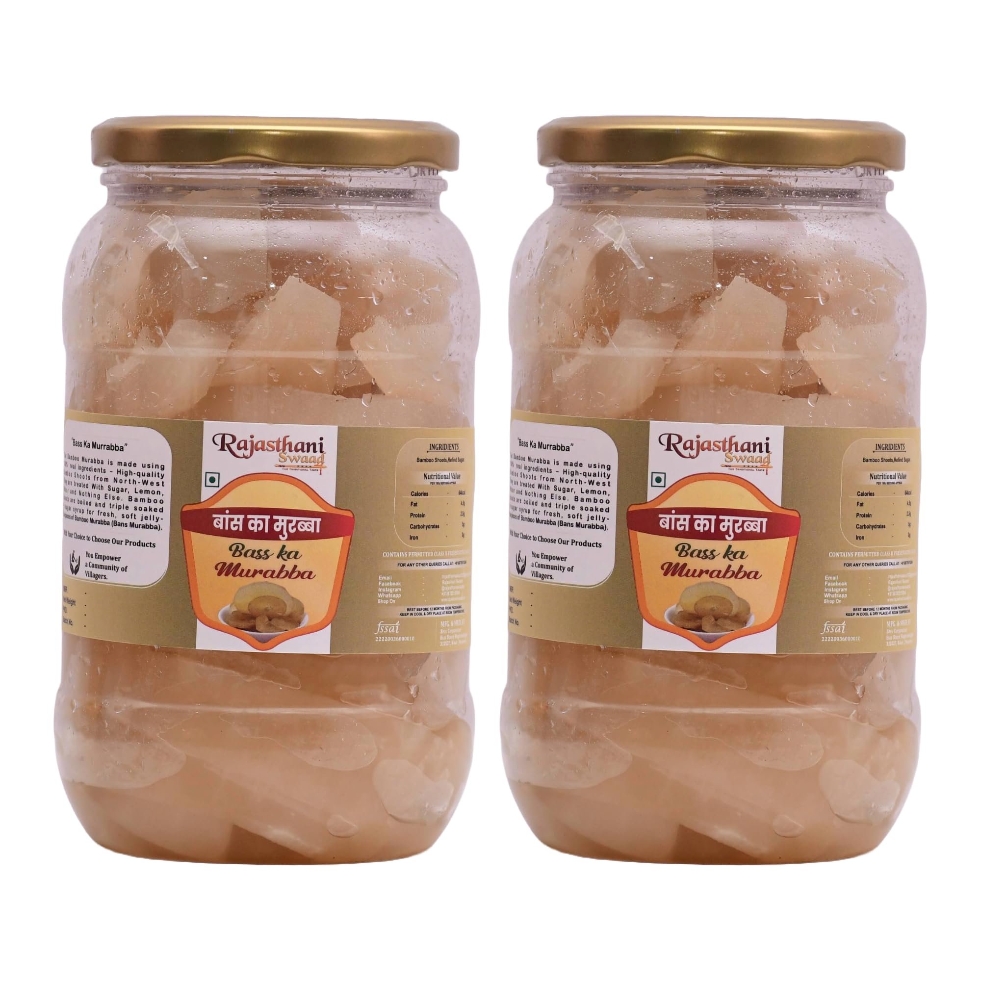 Rajasthani Swaad Bamboo Murabba For Height Increase Homemade Bamboo/Bans Murabba | Height Improver And Immunity Booster | 2 Jar Of 900 Grams Each