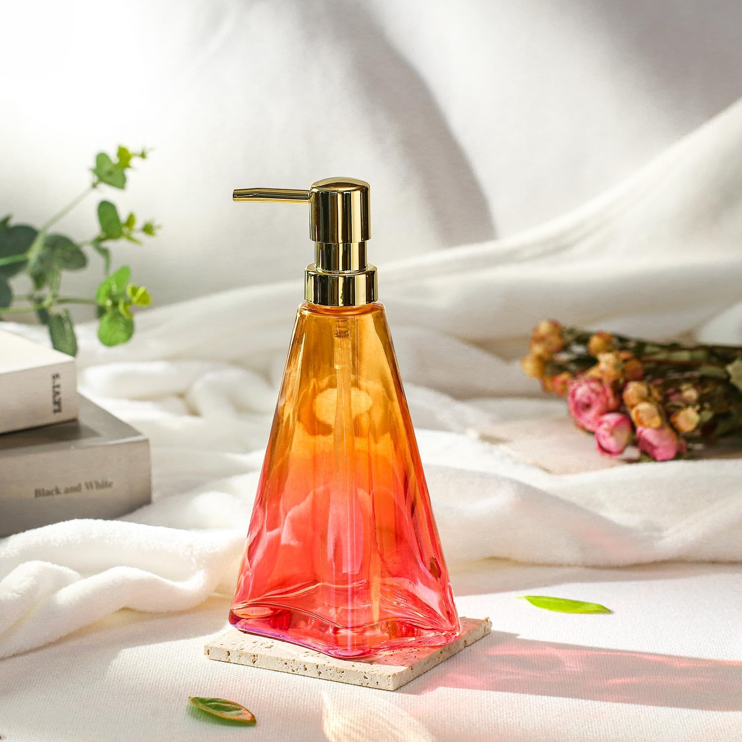 Soap Dispenser with Pump, Refillable Liquid Hand Soap Dish Soap Dispensers for Bathroom Counter, Kitchen Sink (OrangeRed) - Image 5