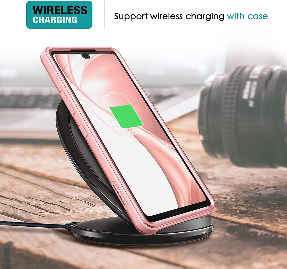 SURITCH Case for LG Stylo 6,[Built-in Screen Protector] Hybrid Full-Body Protection Dual Layer Shockproof Rugged Bumper Soft Silicone Slim Protective Cover for LG Stylo 6 6.8 Inch (Rose Gold)