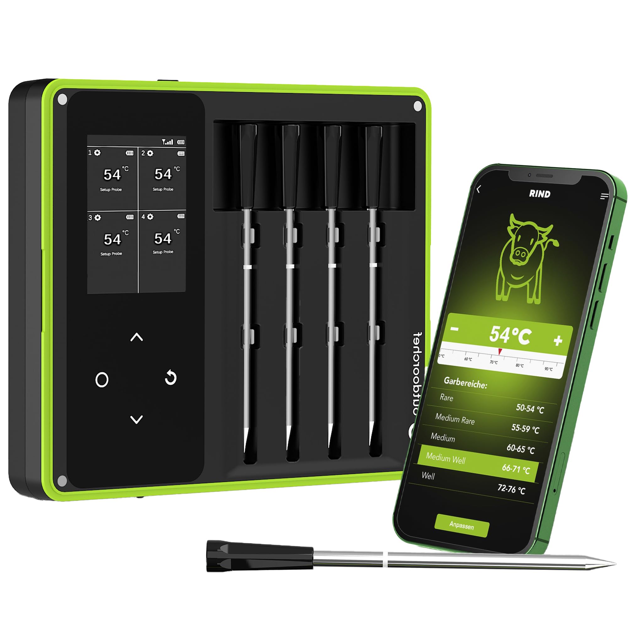 Outdoorchef Easy Check Thermometer Quadro - Thermomètre de cuisson sans fil Bluetooth